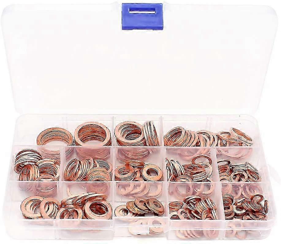 300PCS Copper Washer Flat Washers Copper Assortment Kit