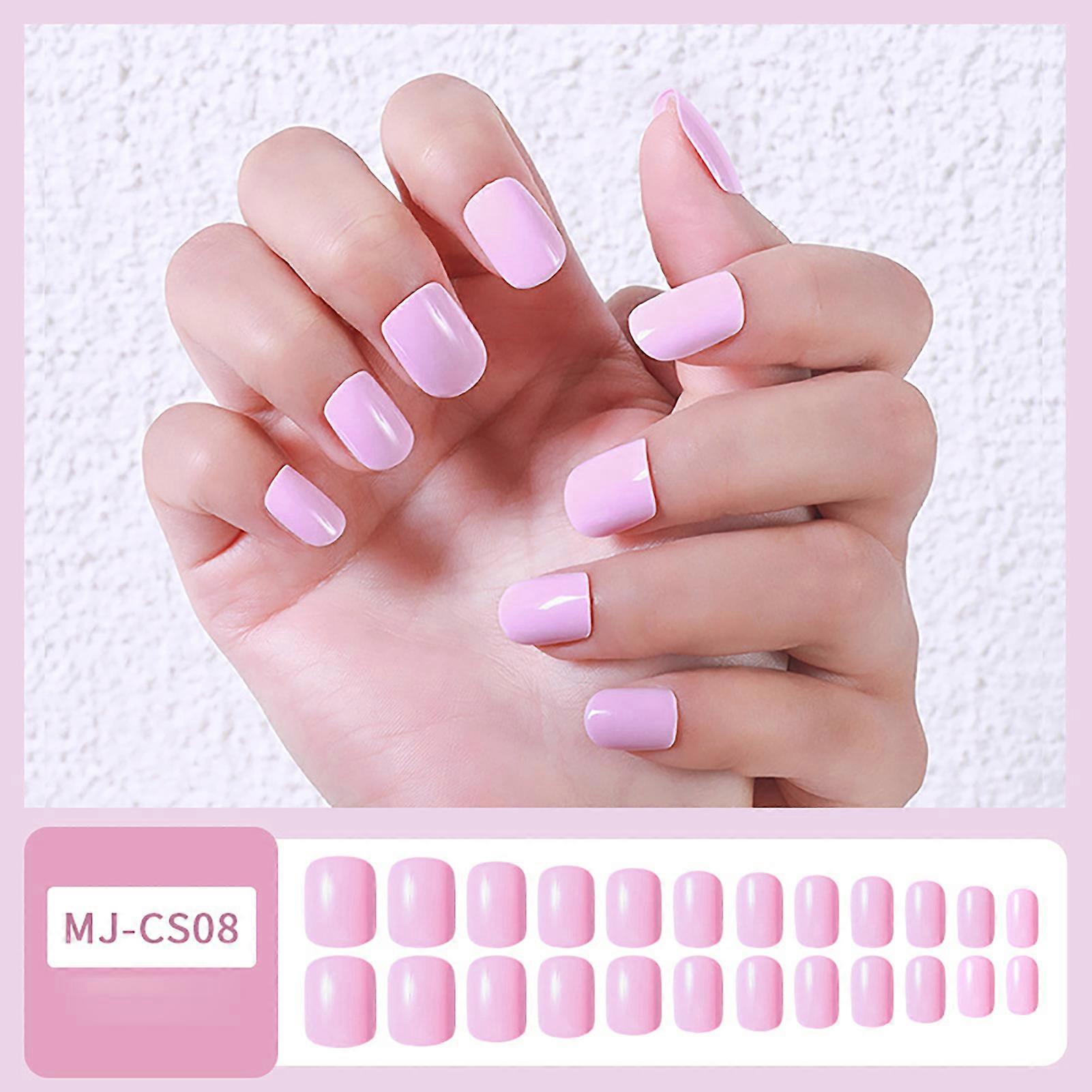Glossy Jelly Glue Mid-length Flase Nails Easy to Apply Simple to Peel off Nails for Fingernail DIY Decoration