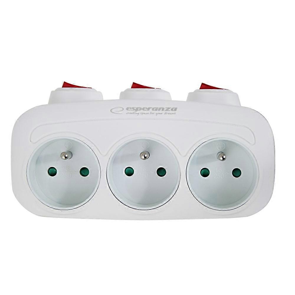 Esperanza Elec. Socket Splitter 3 Sockets Switch White