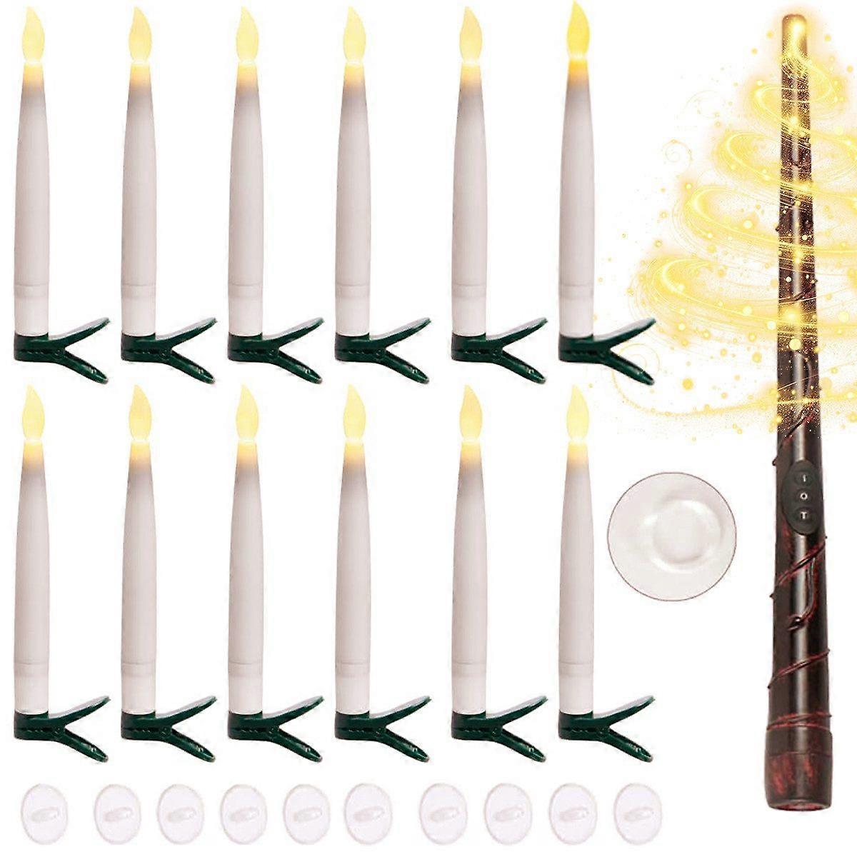 LED Candle Flameless LED Candles with Magic Wand Timer Function 12 Pieces Decorative Lighting
