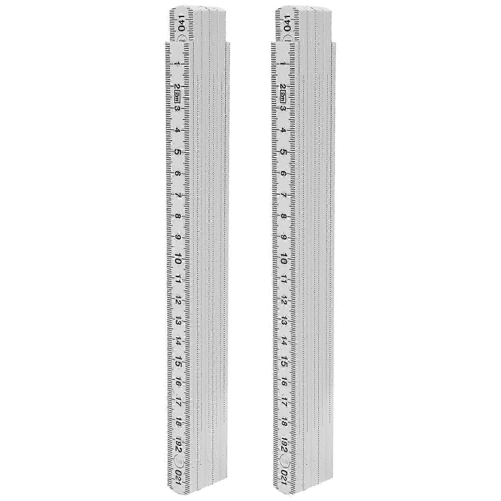 2Pcs 2m Folding Carpenters Ruler Lightweight Compact Measuring Stick Woodworking Tool