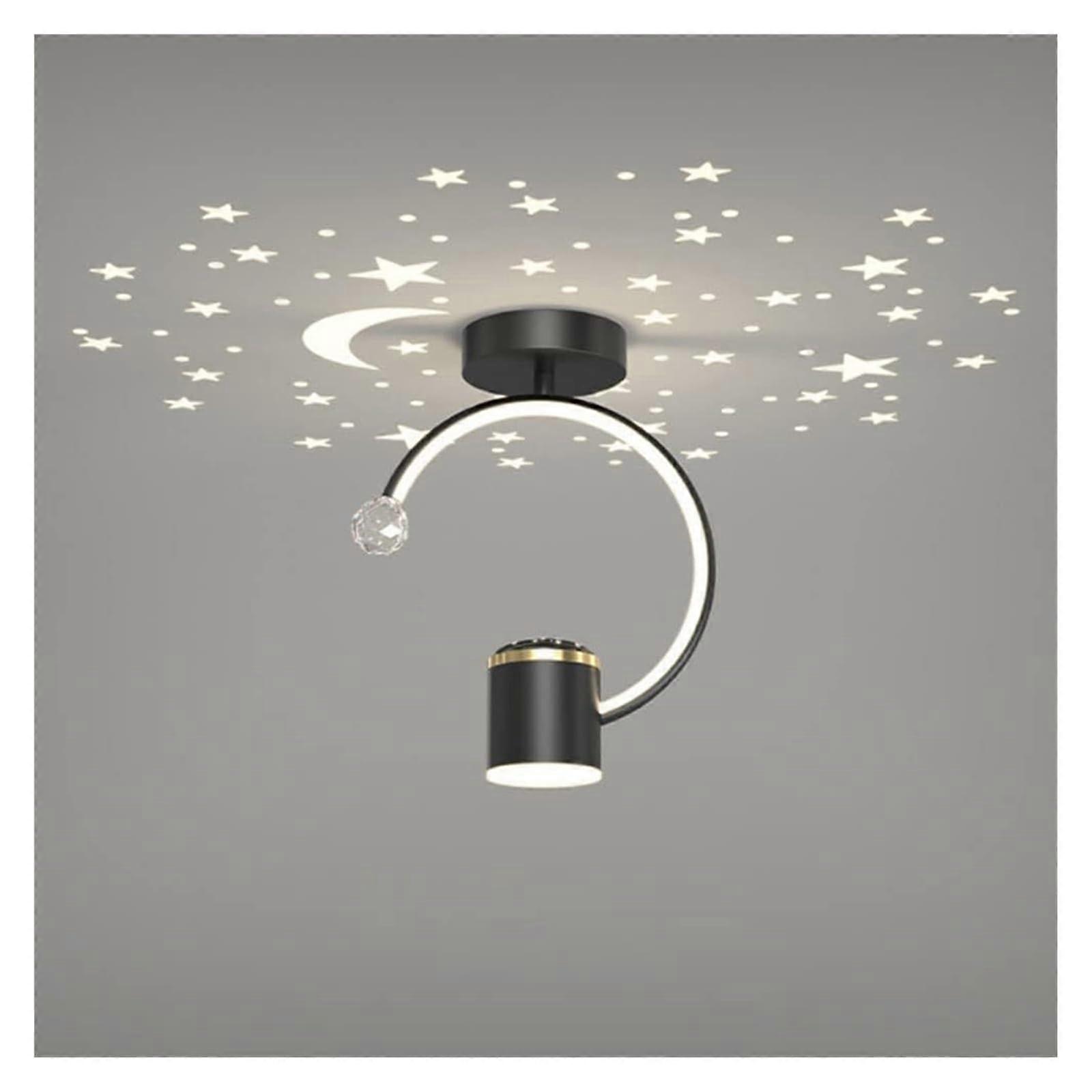 Ceiling Lamp Black Semi Flush Mount Ceiling Light with Downlight Led Projection Star Spotlights