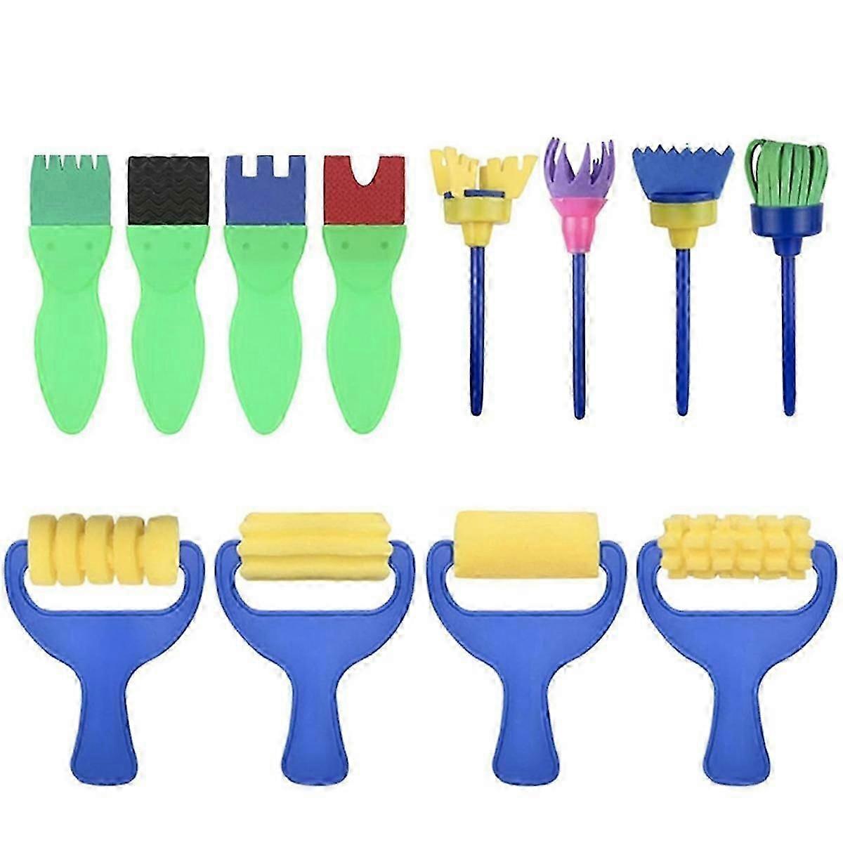 12 Pack Washable Kids Sponge Painting Brushes Early Learning Tools
