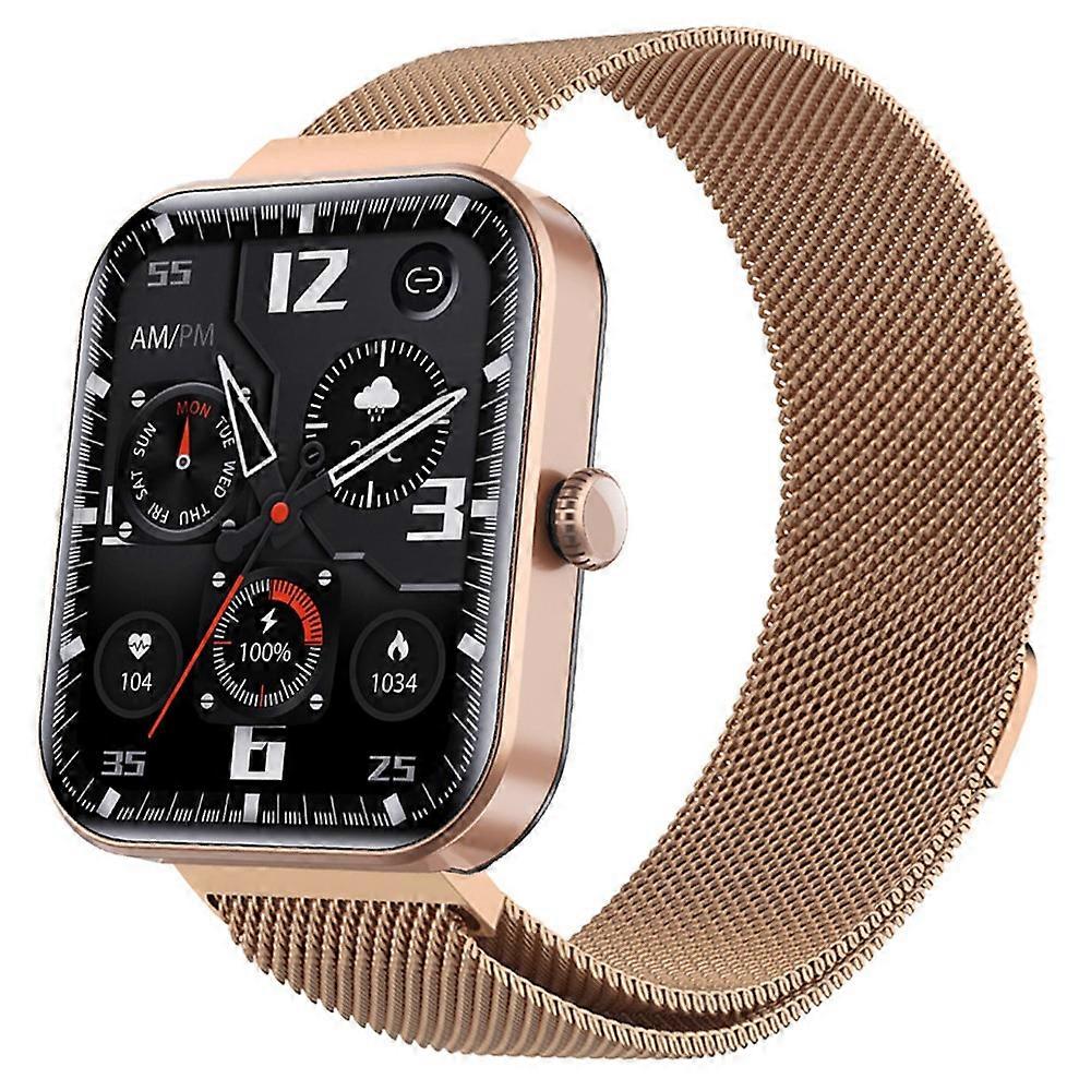 F21pro Waterproof Health Monitor Smart Watch Sports Tracker Intelligent Watch with Mesh Band - Gold