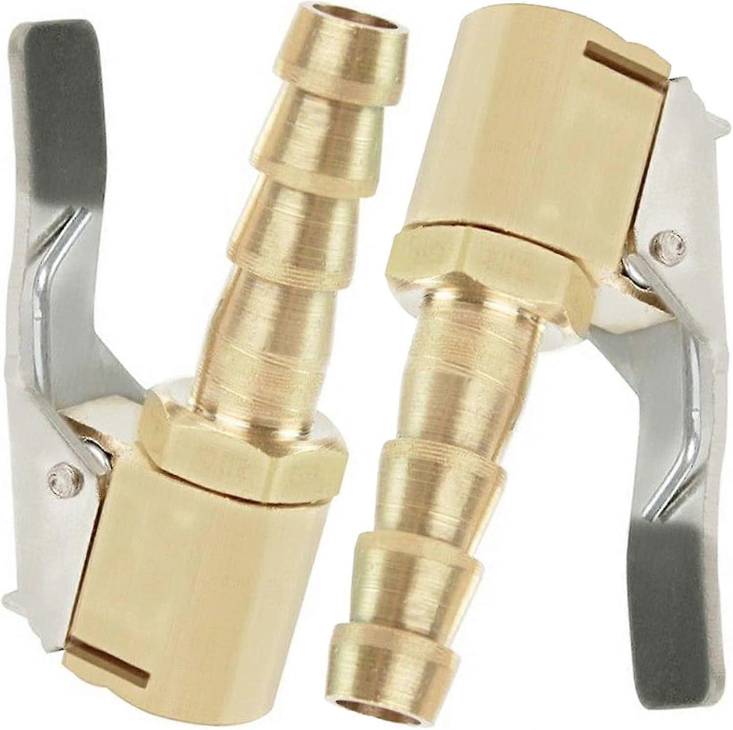 Pieces Inflator Nozzle, Car Tire Inflator Nozzle, Inflator Nozzle with Clip, Inflation Valve Clip Clamp Connector Adapter, for Tire Valves, Brass, 8mm