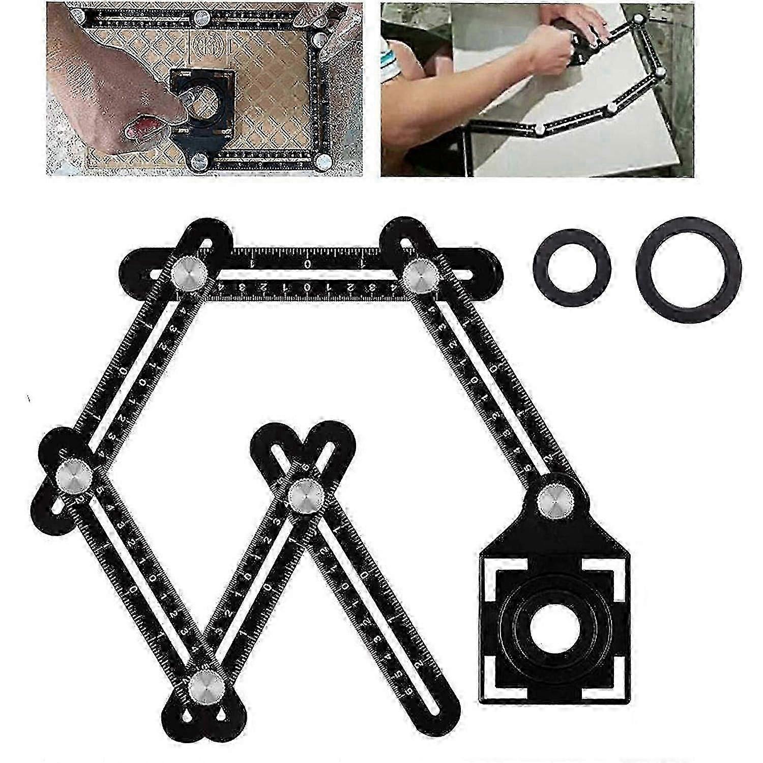 Multi Angle Tool,Multi Angle Measuring Ruler,6-Sided Angle Measurement Tool,Multi Angle Aluminum Alloy Measuring Ruler,Multifunctional Measuring Ruler