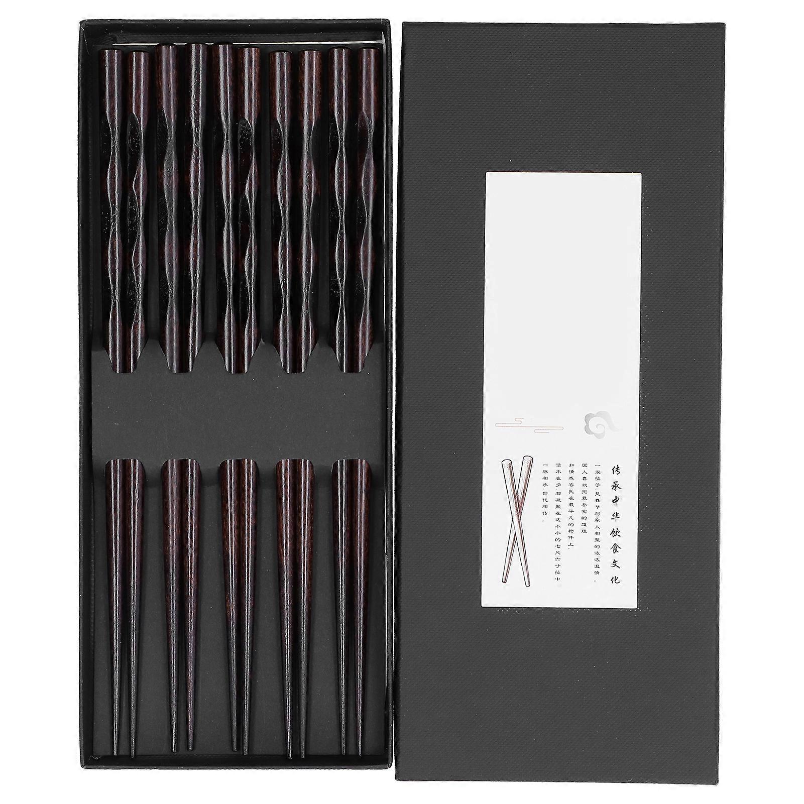 5Pairs Simple Reusable Wooden Pointed Chopsticks Natural Environmentally Friendly Tableware