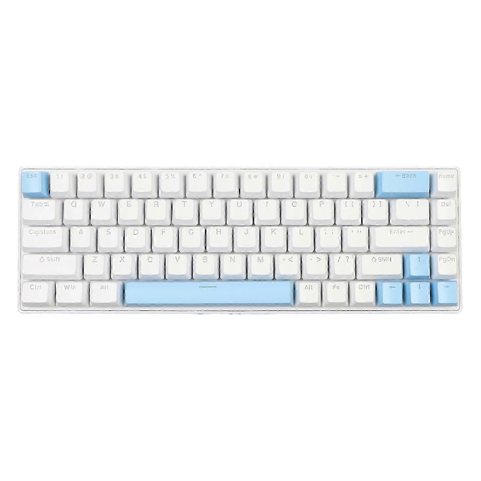 Gaming Keyboard USB 68 Keys Blue Switch N Key Rollover 10 RGB Backlit Modes Wired Keyboard for Blue Desktop Laptop White
