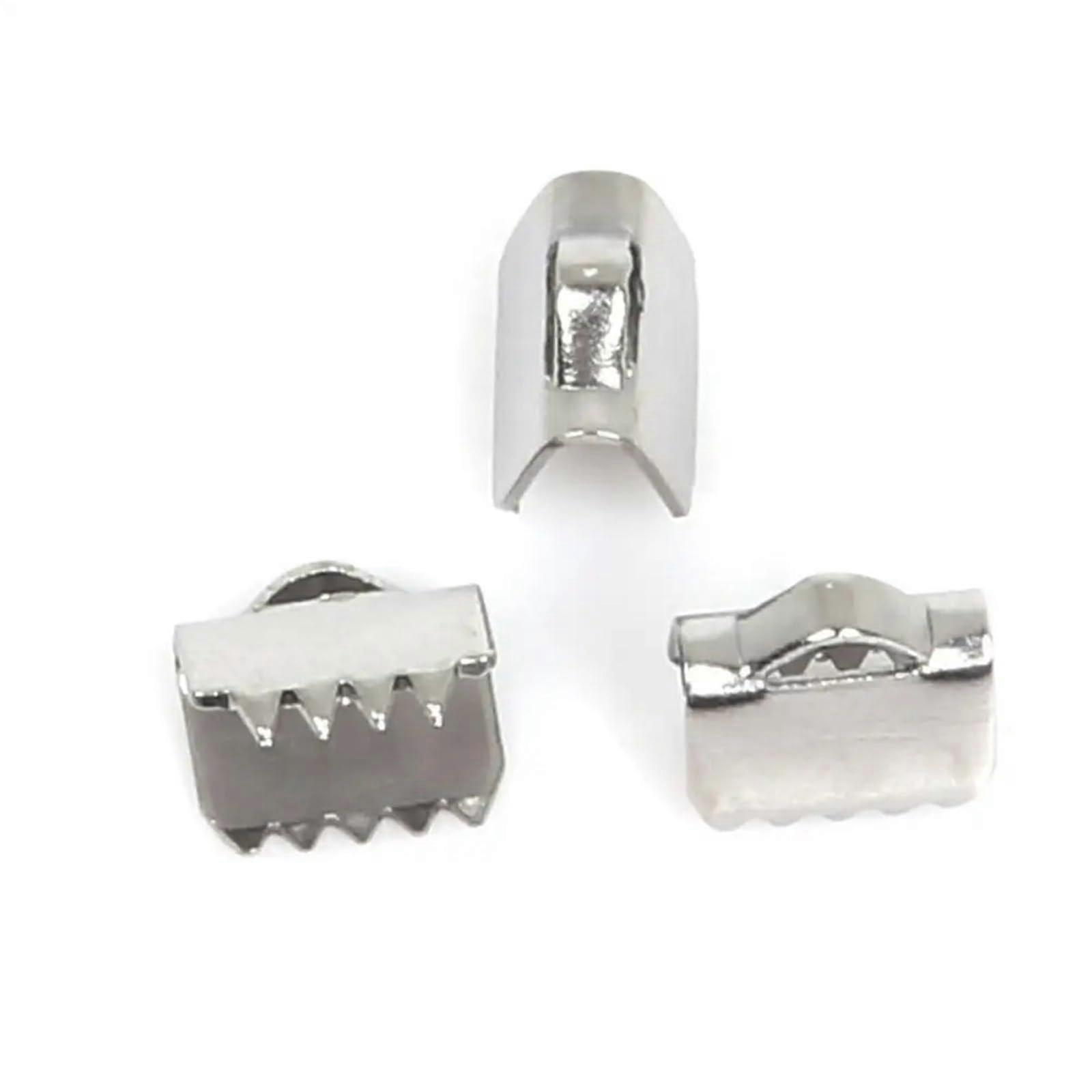 Fold Over Cord Ends 100Pcs Stainless Steel Crimp End Caps for Jewelry Making(10.5mm)