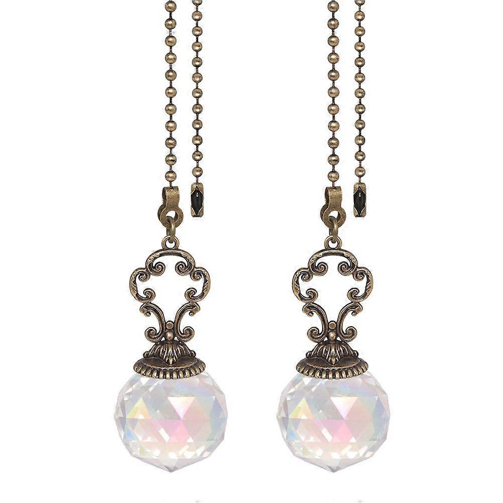 2pcs Ceiling Fan Pull Chains Crystal Fan Pull Chain Extension For Ceiling Light Fan