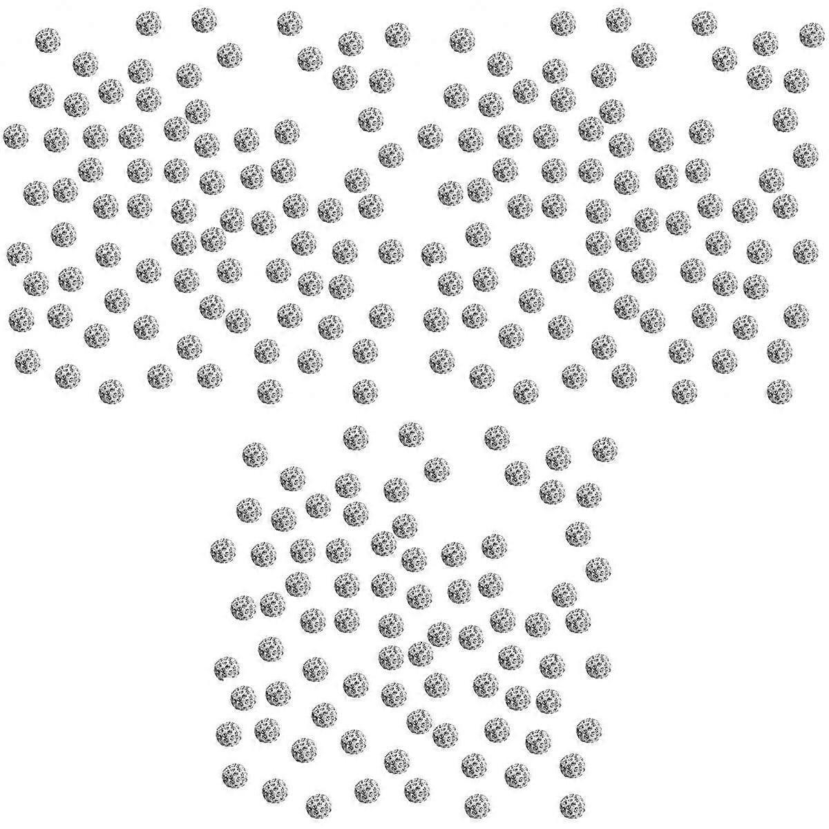3x100pcs Round Rhinestone Ball Beads Silver