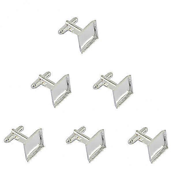 3-4pack 6Pcs Square Blank Setting Base Pad CuffLink DIY Formal Cufflink Silver