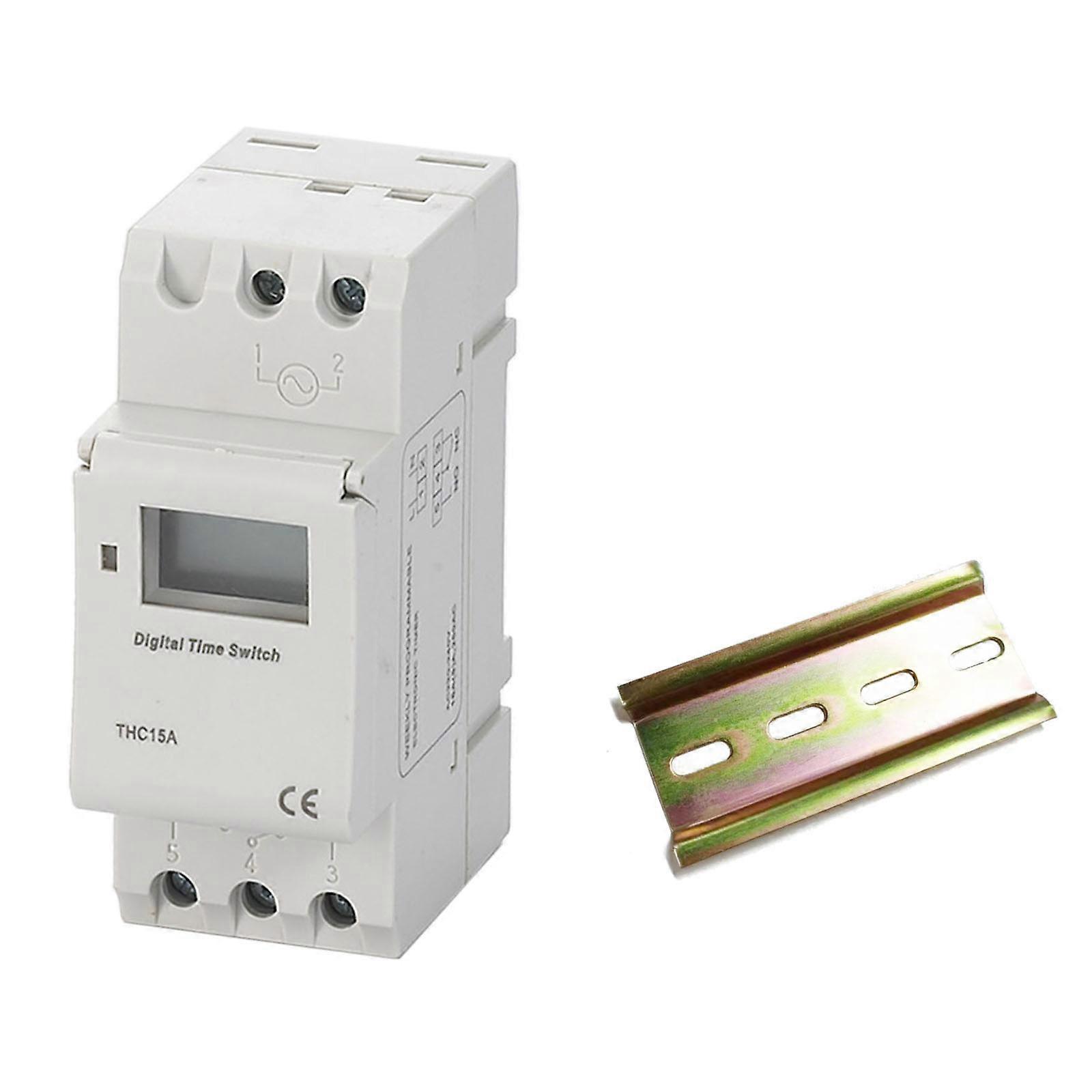 THC15A Din Rail Timer Relay Time Switch Weekly Programmble Electronic Switch Digital Timer Switch DC48/12V/24V/110V/220V Multicolor