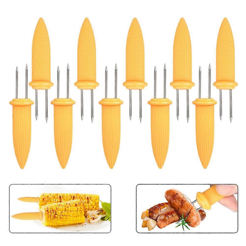Pack of 10 Corn Skewers Stainless Steel 9.2cm NonSlip Handle for BBQ