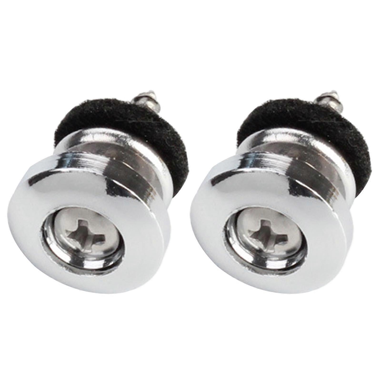 2Pcs/pack Guitar Strap Buttons End Pins with Mounting Screws and Felts Cushions Metal Guitar Strap Locks Strap Buttons  Silver