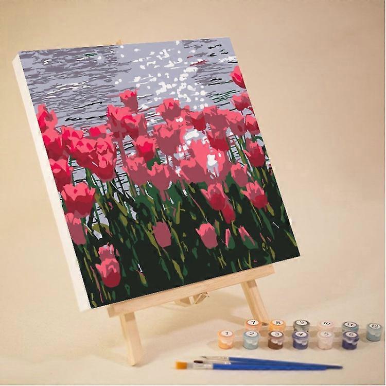 TKdaddy装飾工芸品カラフルな花DIY油絵キット大人用初心者塗装クラフトウォールアート装飾01(20 * 20CM)