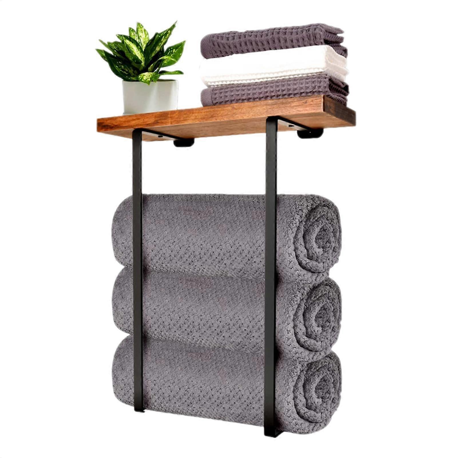 Wall Mounted Floating Shelf Fabric Racks, 40 lbs Capacity, Black Brown