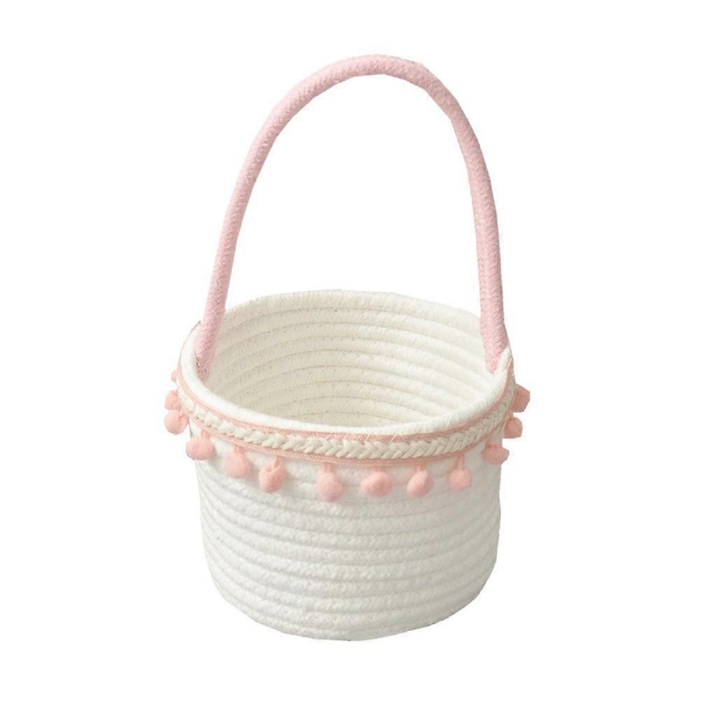 Cotton Rope Hamper Simple Flower Woven For Fruit Veggie Storage Kitchen 1Pack