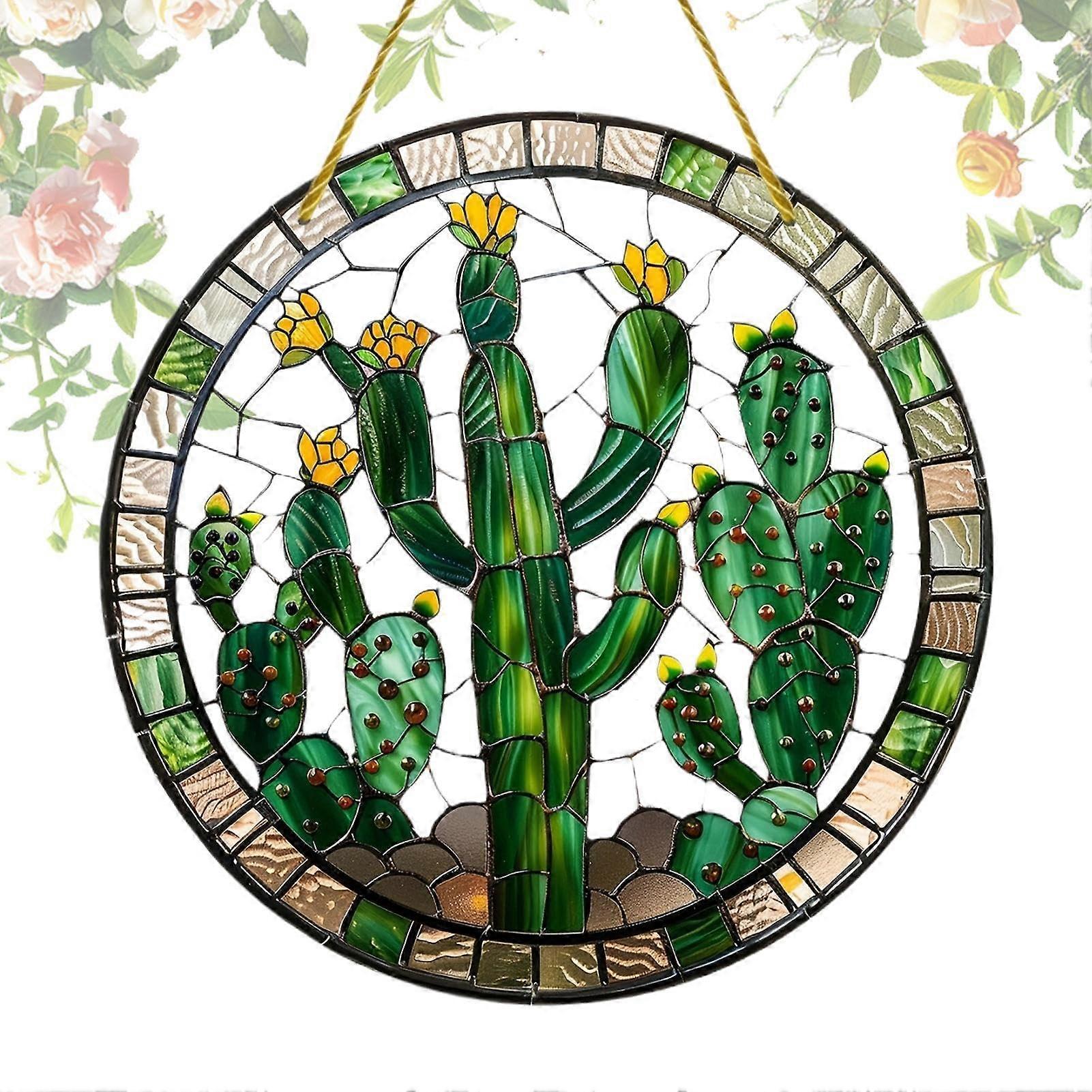 Cactus Sun Catcher  colored acrylic plant pendant, window decor