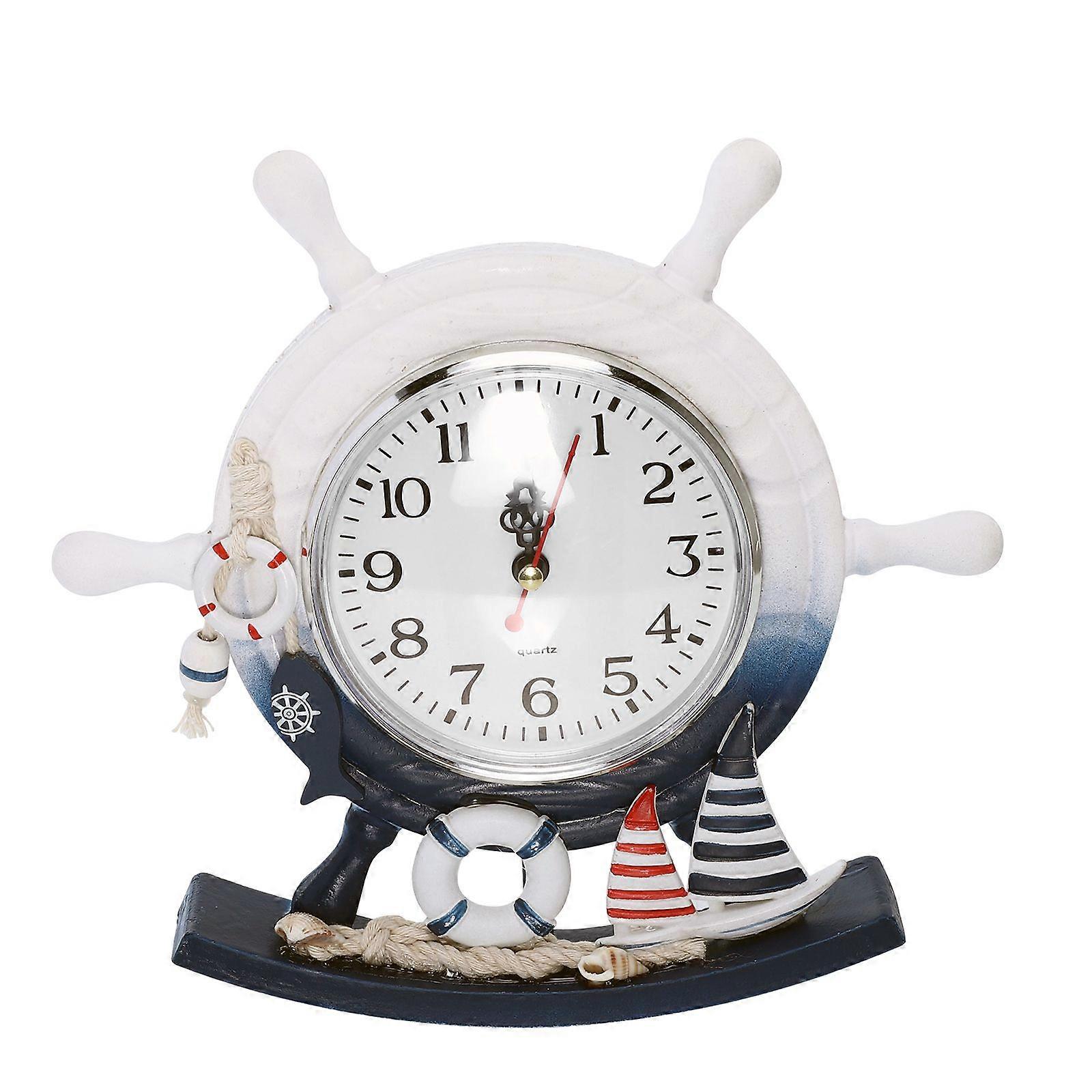 1pc Mediterranean Style Table Clock Mute Clock Creative Desktop Clock Living Room Decor