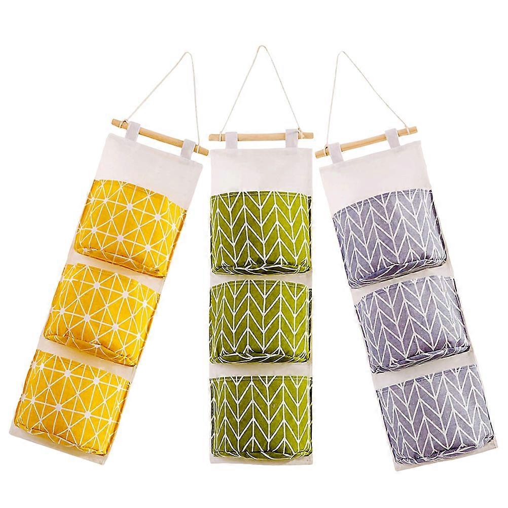Closet Hanging Storage Bag Wall Organizer Multi-Functional Storage 67X20CM Grey 3Sets