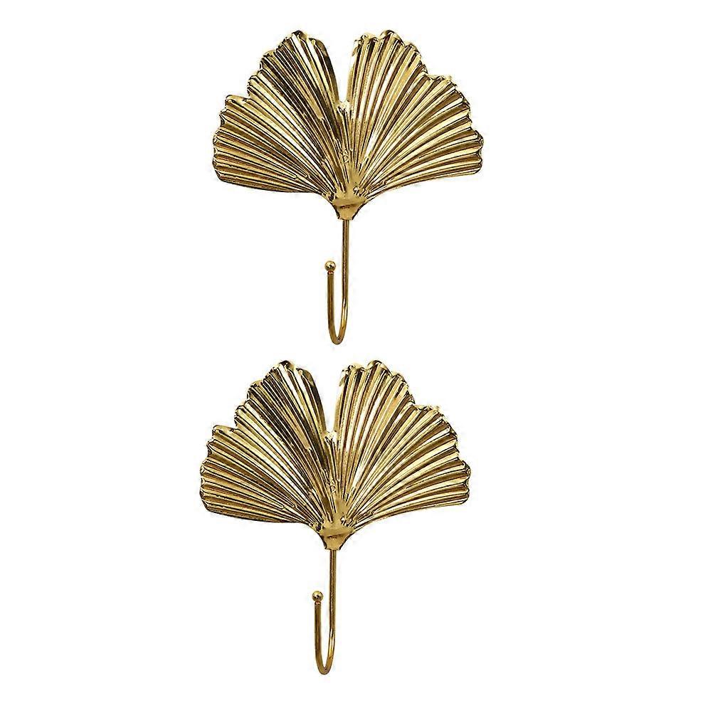 2Pcs Leaf Shaped Nordic Hooks Wall Hanging Coat Hooks Iron Design