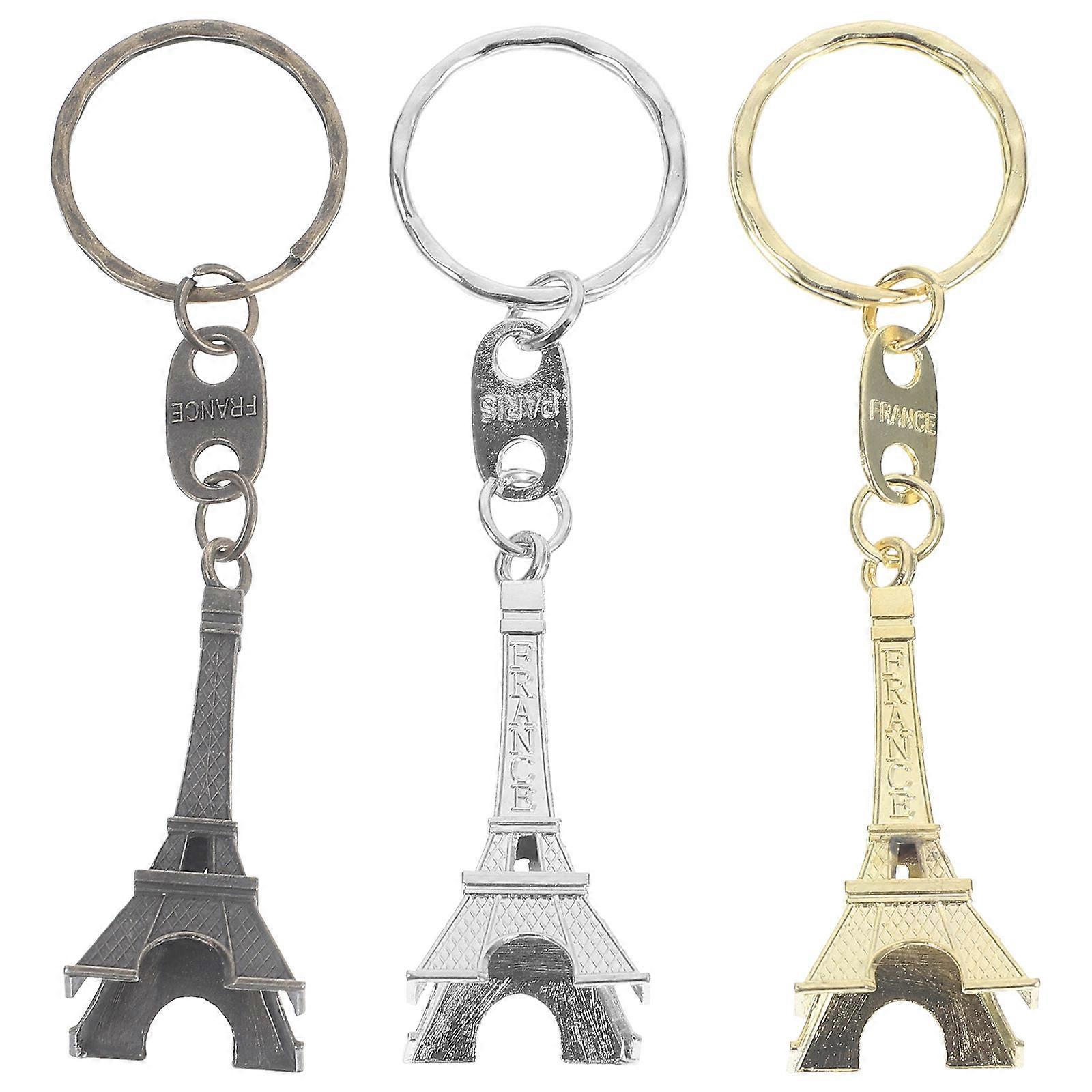 Eiffel Tower Craft Pendant Keychains Everyday Use Zinc Alloy 3Pcs