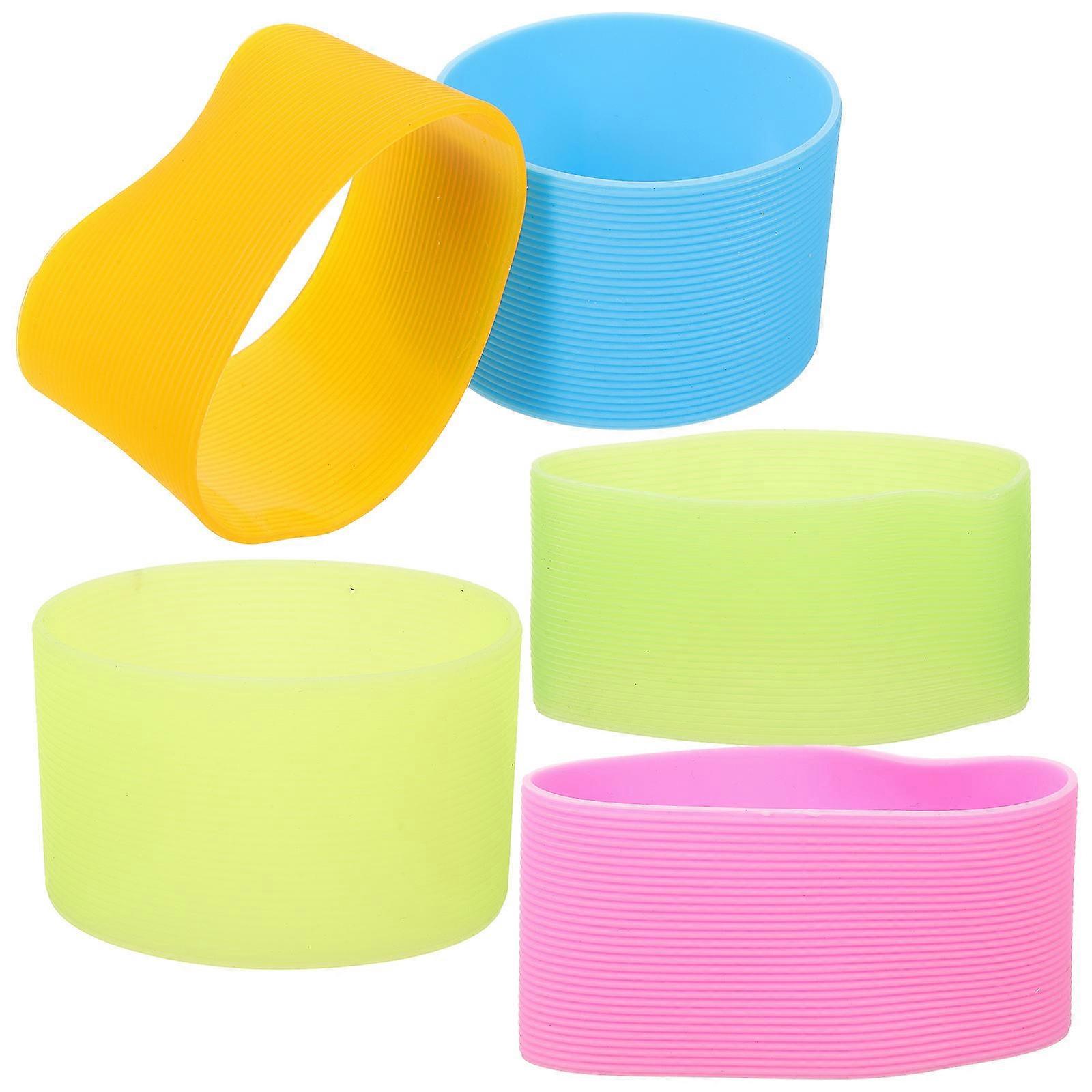 Silicone Bottle Sleeves Set Insulated, Non Slip Protective Covers for Glass Bottles & Cups Textured Design 5 Piece Pack