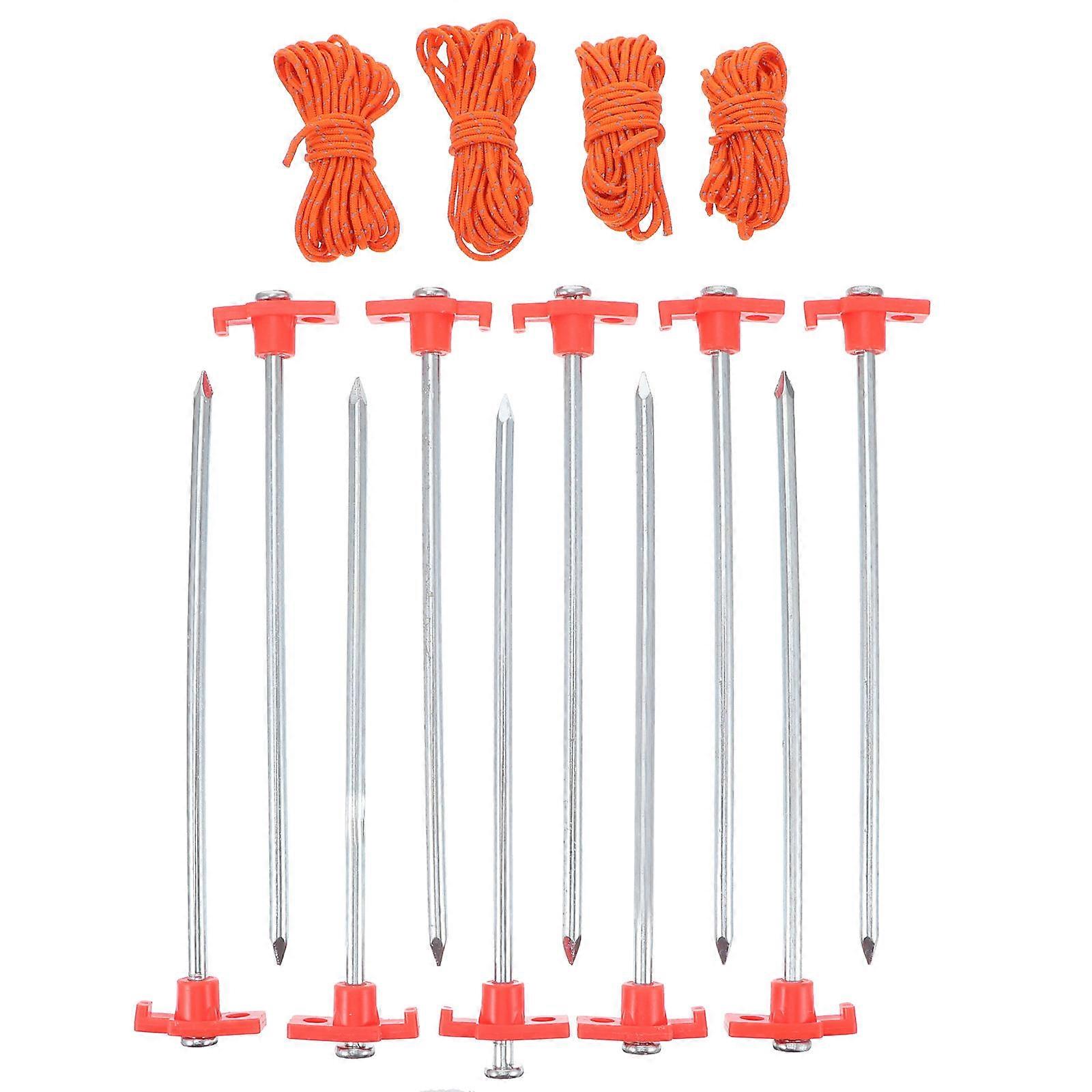 Metal Tent Pegs Heavy Duty Tent Pegs For Wind Useful Camping Tent Stakes Set Orange 25.5X5CM 1Set