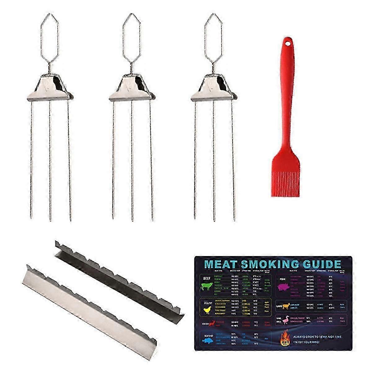 3 Way Grill Skewers with Handle,Stainless Steel BBQ Skewer Kabob Skewers for Meat, Chicken, Sausage