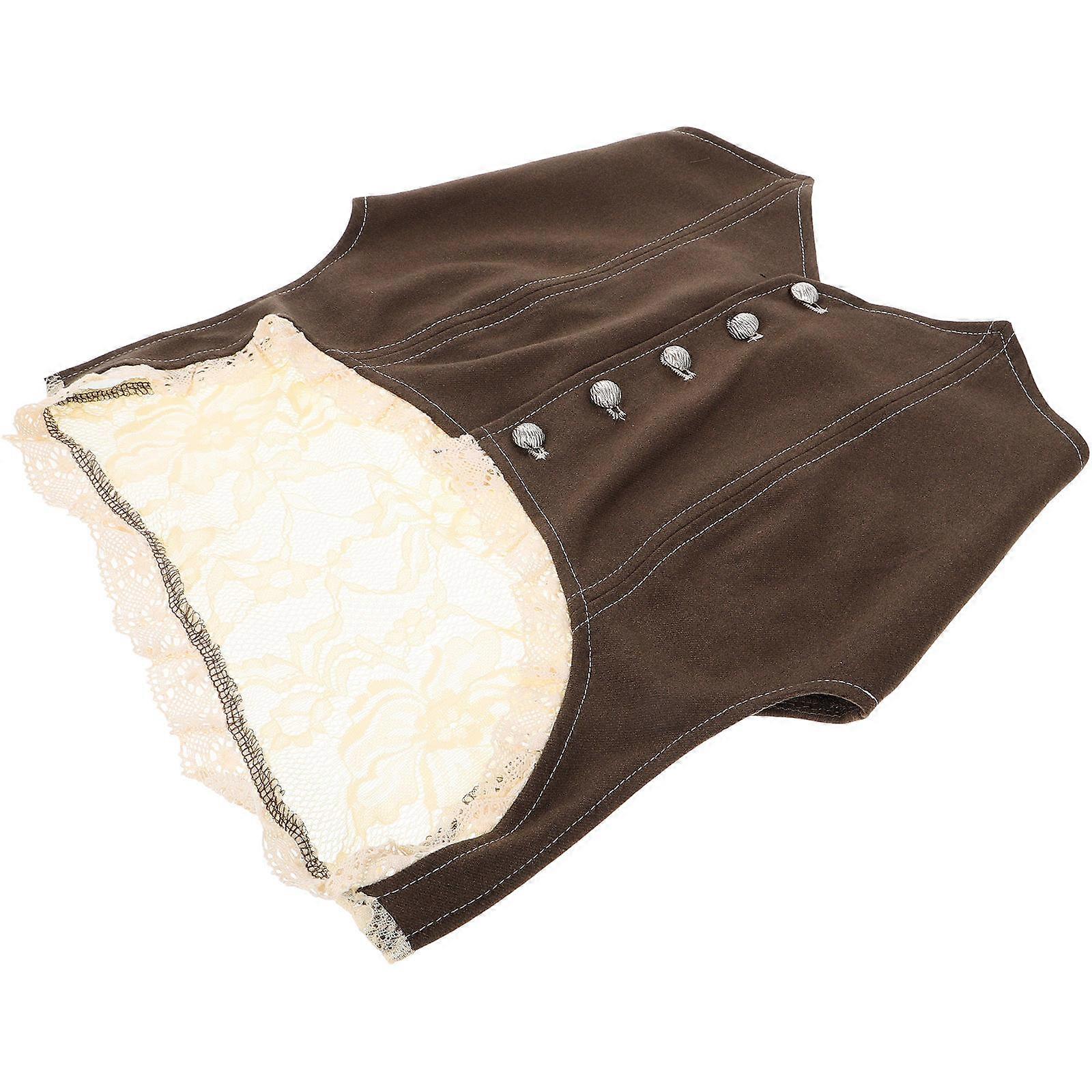 Viking Costume Women Plus Size Corset Waistcoat Irregular Buttoned 1Pcs