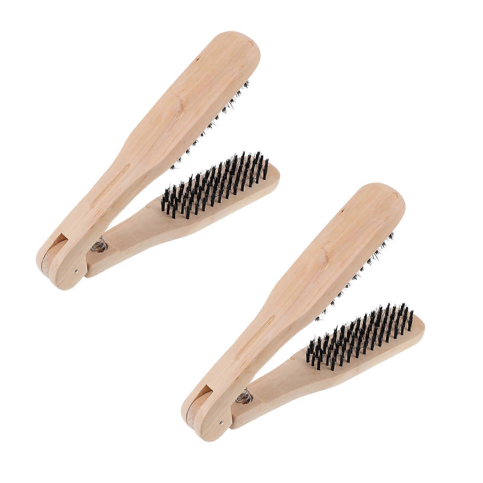 Hair Straightening Comb Brush with Synthetic Material for Smooth Natural Hair at Home or Salon Use Multi 2Pcs