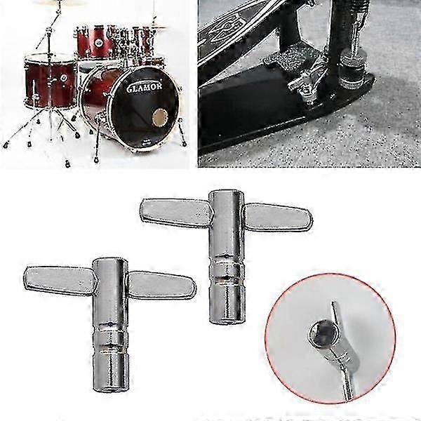 2pcs Adjustable Silvery Drum Skin Tuning Key Tuner Solid Square Socket Durable Tuning Key