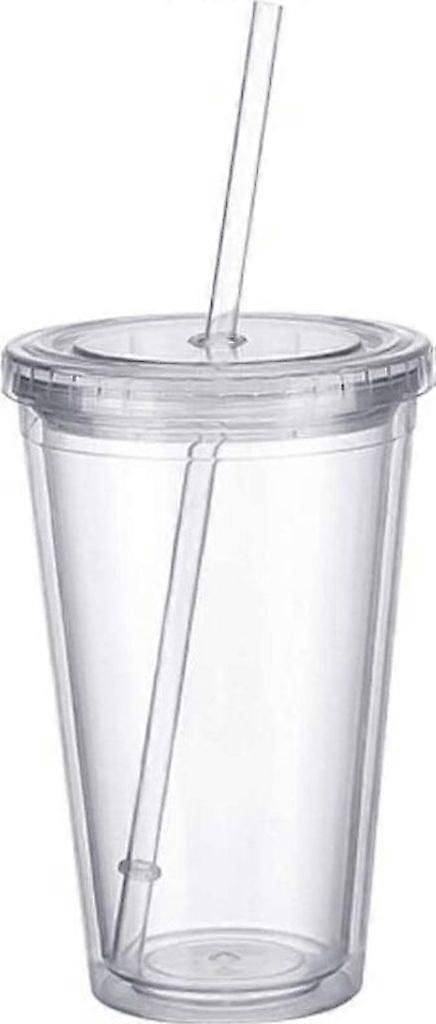 Reusable Double-layer Cup Lid with Straw for Smoothies & Juices