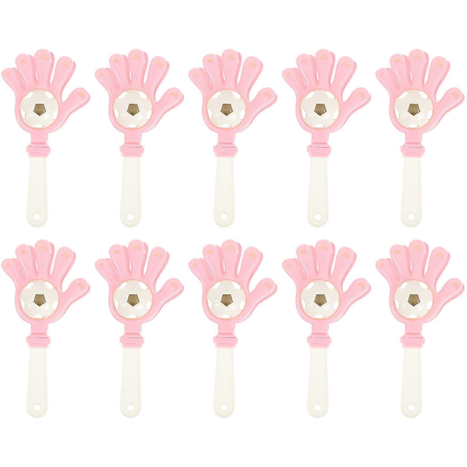 Mini Hand Held Bells Party Accessories Brightly Colored Design Pink Plastic Noise Maker 10Pcs