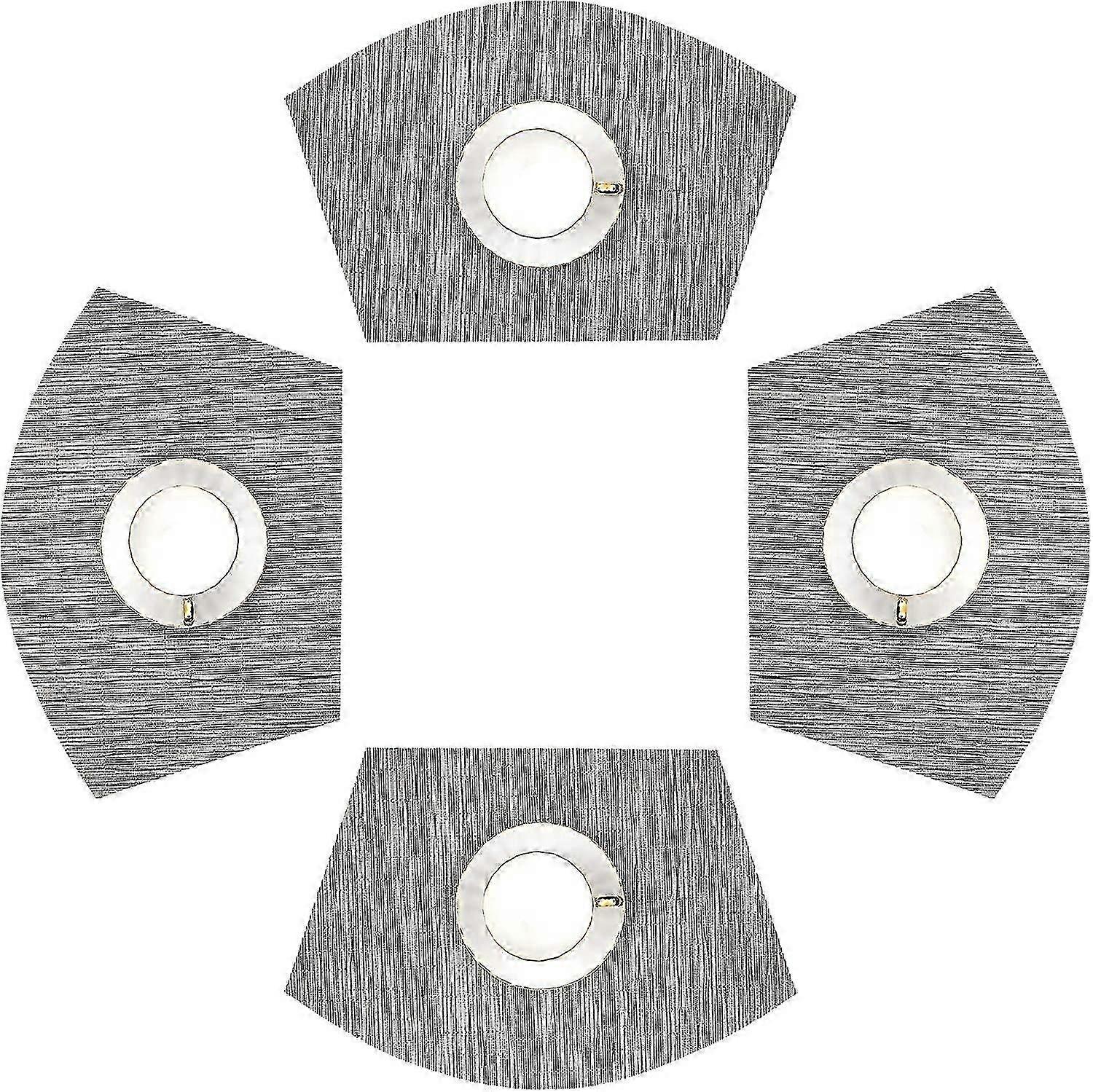 Set of 4 Heat Resistant Round Table Mats, Wedge Placemats, Easy to Clean
