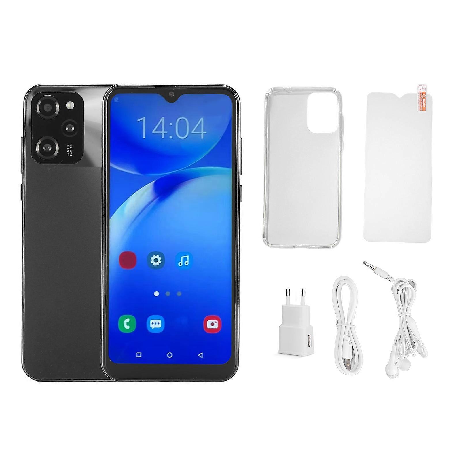 6.5" Unlocked Smartphone - Android 13, 6800mAh Battery, Dual SIM, 4+64GB, Black, EU Plug