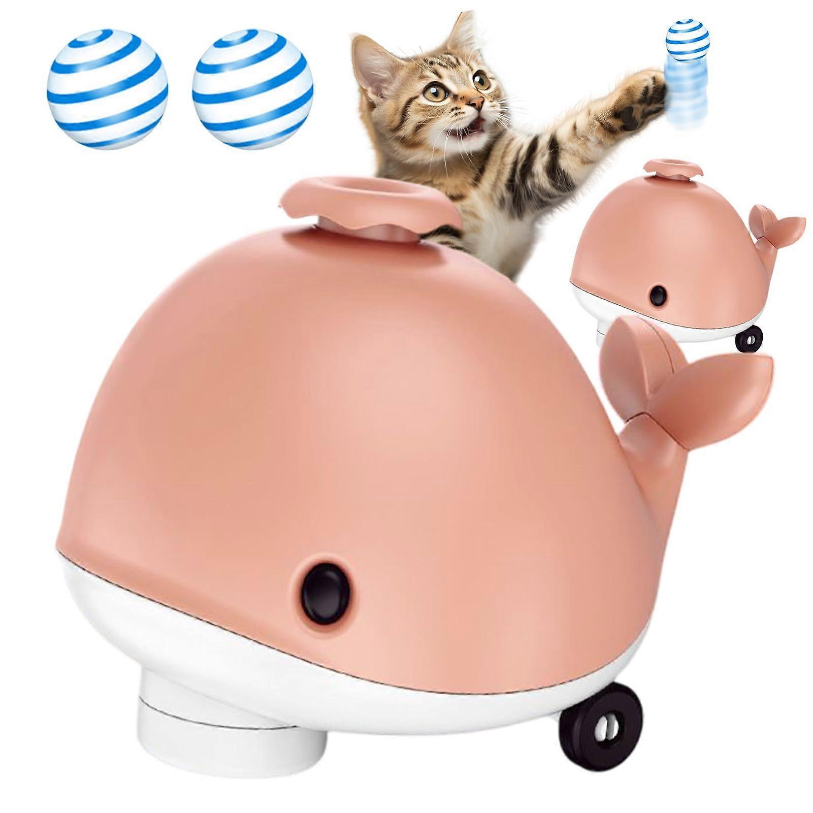 Whale  Floating toy with music, cooling fan, flexibility  Interactive pet ball for cats (Red)