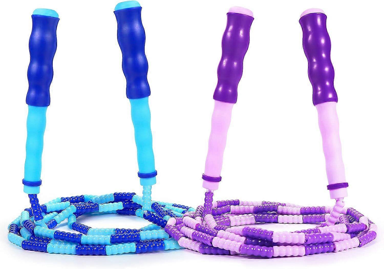 Jump Rope Kids-2 Pack Soft Beaded Skipping Rope Adjustable Tangle-Free Segmented Jumping Rope for Children and Students