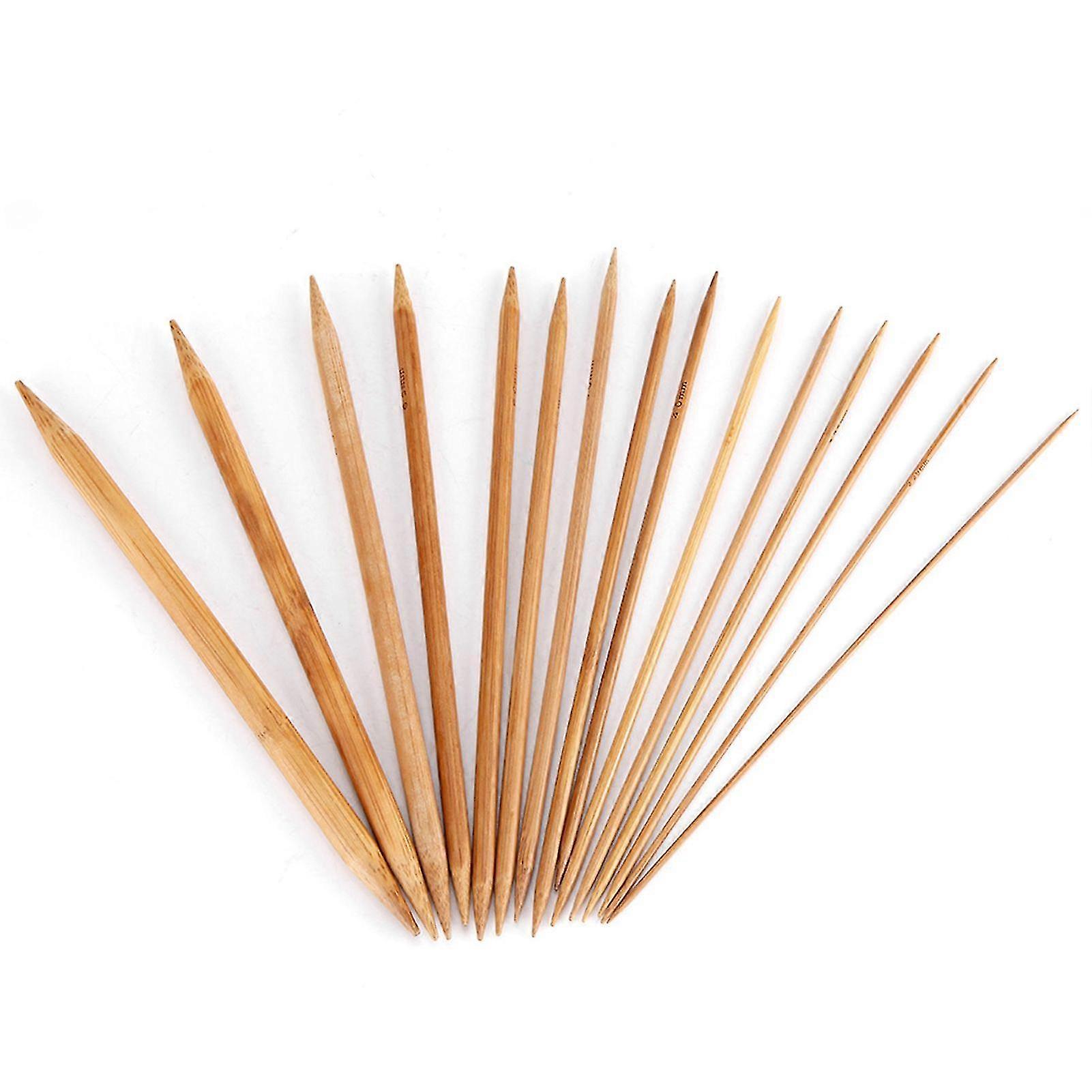 Smooth Double Pointed Bamboo Knitting Needles Set in 15 Sizes from 2mm to 10mm