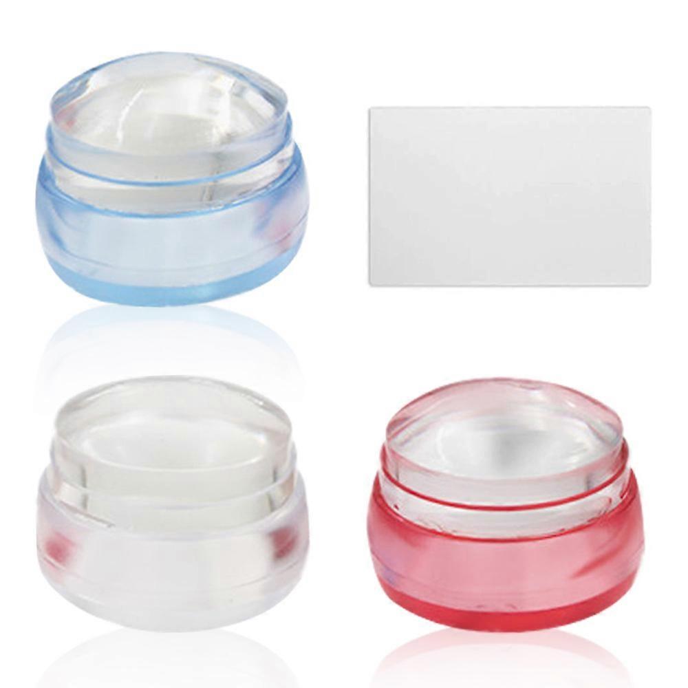 3 Sets French Style Tip Nail Stamper Kit Transparent Soft Stamper With Lids And Scraper-Style1