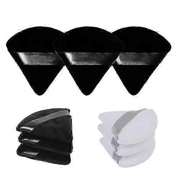 6 pcs Triangular Makeup Sponges Washable Powder Puffs in White and Black