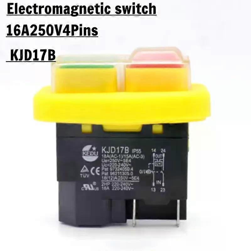 1PC Electromagnetic switch start switch waterproof power tool switch 16A250V4Pins Can Replace KJD17B