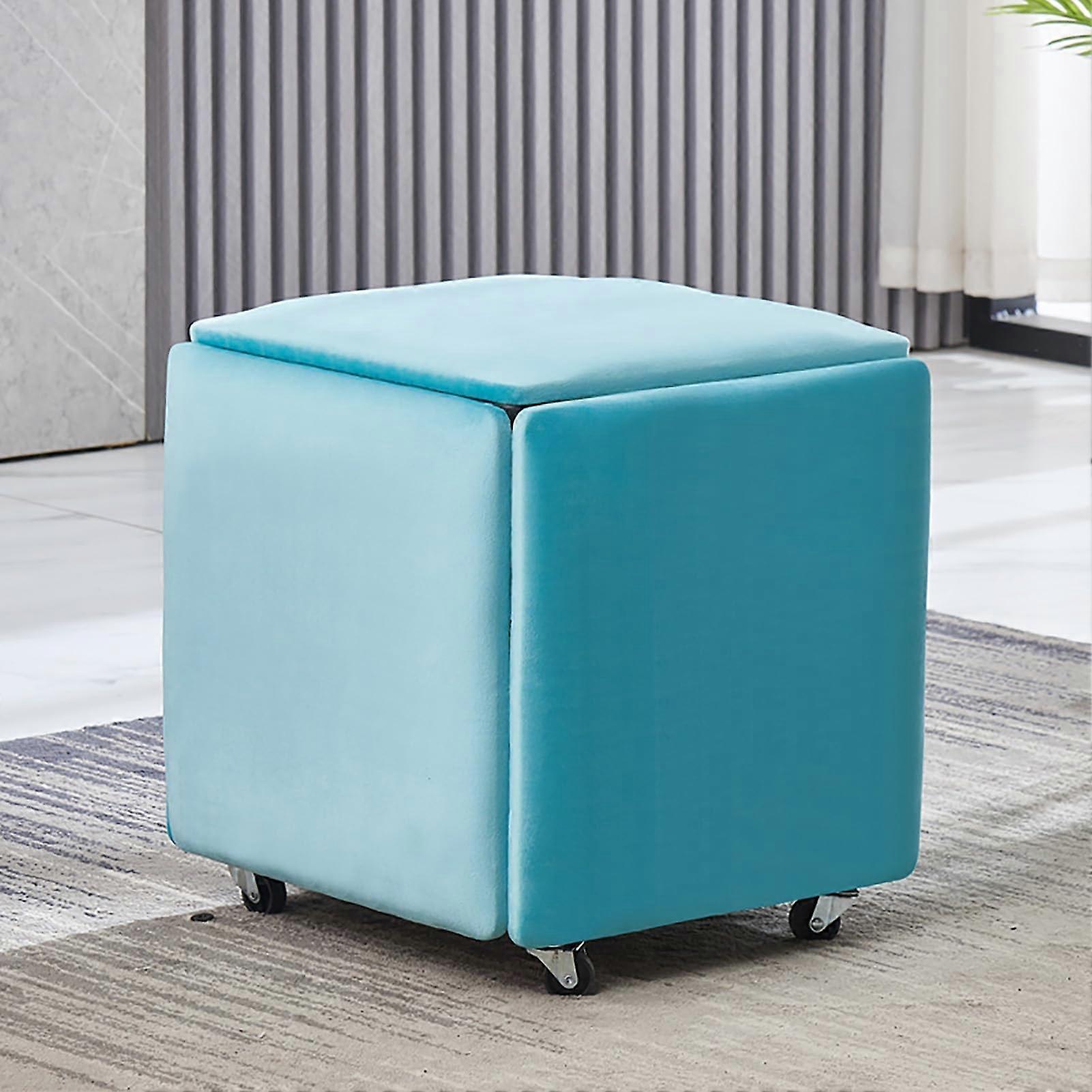 5 in 1 Stackable Stool with Swivel Casters for Living Room and Bedroom Movable Dressing Chair and Sofa Seat (18x18x19 Velvet) Velvet2 18x18x19'
