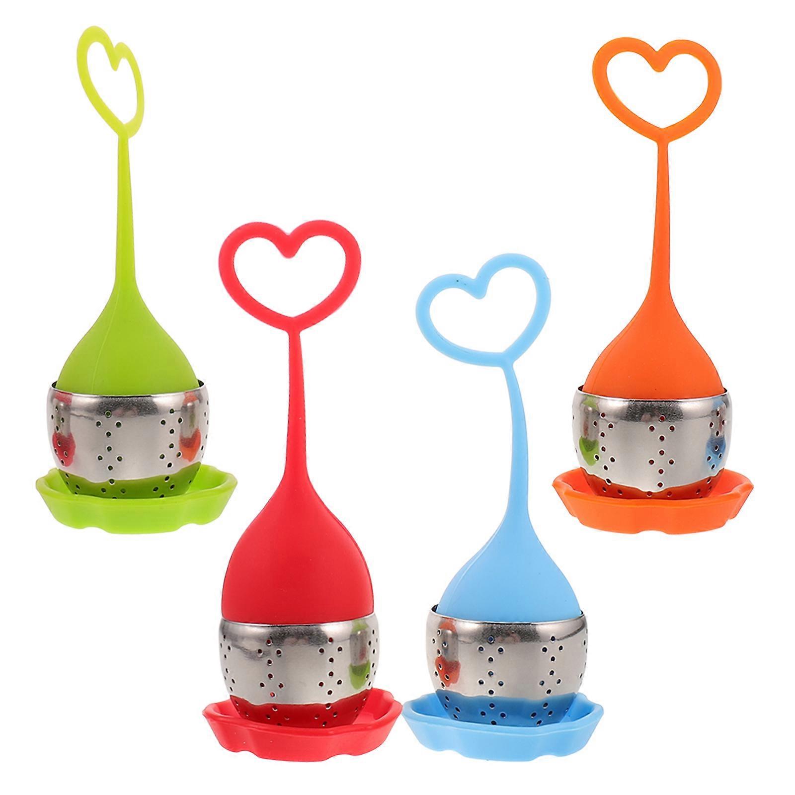 Silicone Handle Tea Strainer Fine Mesh Straining Loose Leaf Tea Steeper For Brewing Sessions Tea Lovers 4Pcs