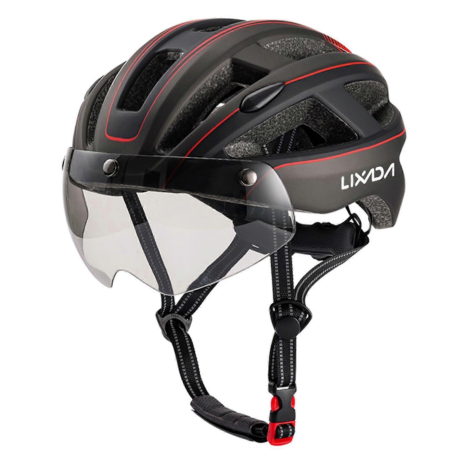 Mountain Bike Helmet Cycle Helmets with Detachable Magnetic Goggles and Rear LightYMQX)