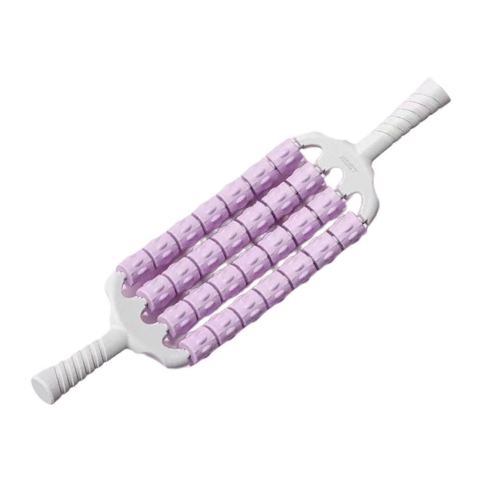 Flexible Muscle Roller Device with 4 Rows of Rolling Wheels for Fitness, Purple Color, Lightweight Design