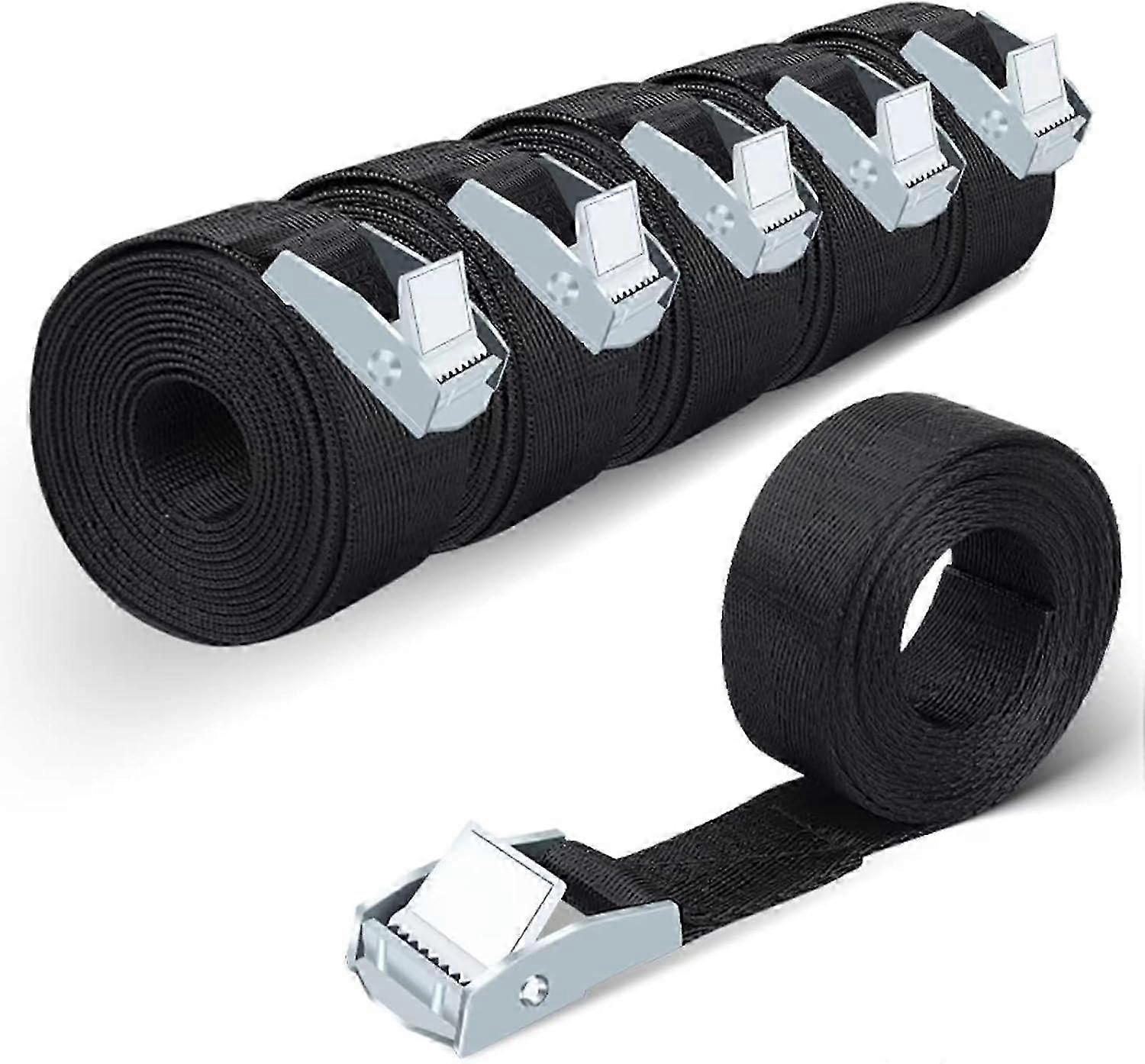 Stropper op til 1500 kg 6 Pack Tie Down Stropper Kraftige sorte nylonstropper med zinklegeringslås (20 mm x 400 mm)
