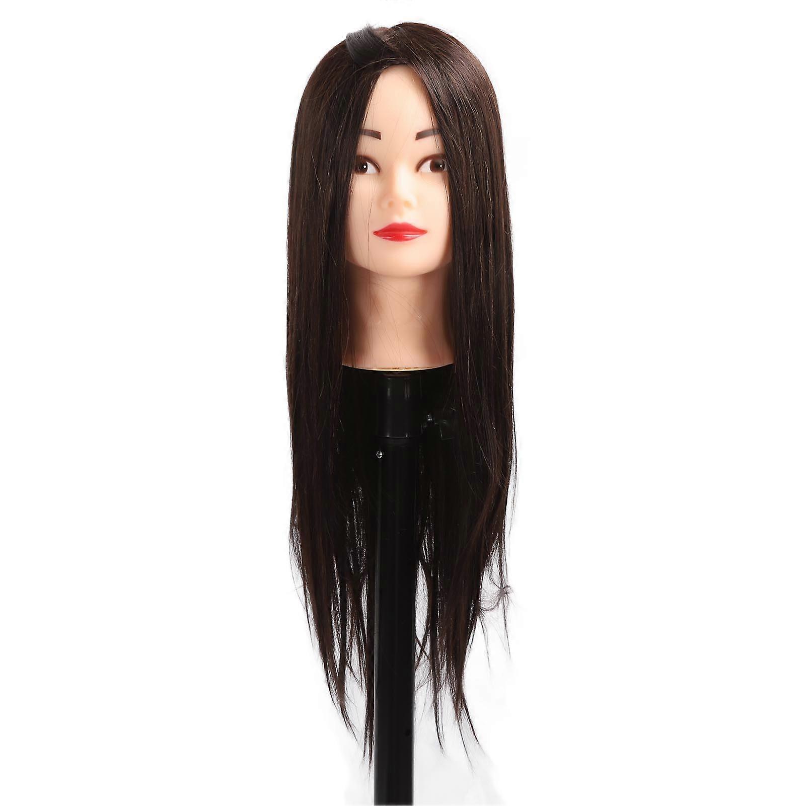 Hair Mannequin Head with Stand Clamp Realistic Middle Part Hairdresser Cosmetology Mannequin for Styling Training