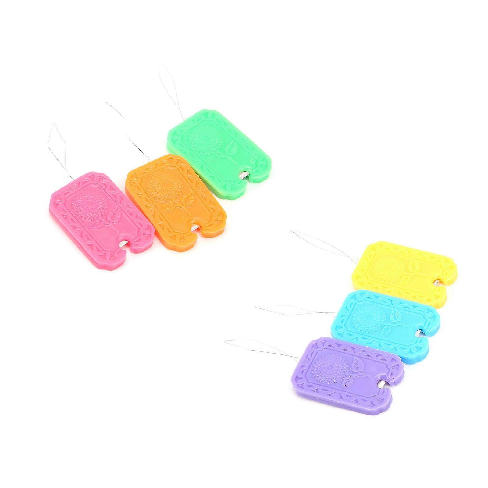 20pcs Needle Threader Plastic Material Thread Cutter Function Quadrate Handle Long Slender Random Color Sewing Threaders